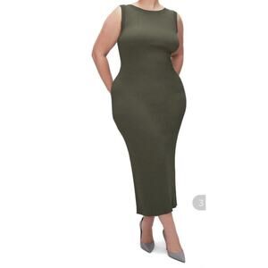 Good American dress shine scoop back ribbed tank green size 3XL